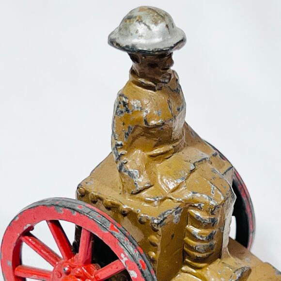 Vintage Barclay Manoil Ammo Supply Cart Wagon with Soldier MV-071 Red Wheels - Picture 9 of 14